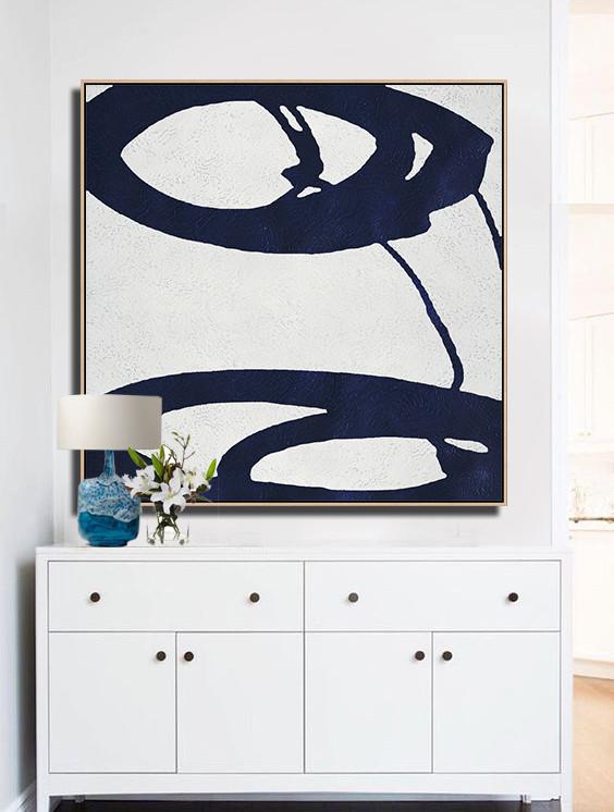 Navy Blue Minimalist Painting #NV152A - Click Image to Close